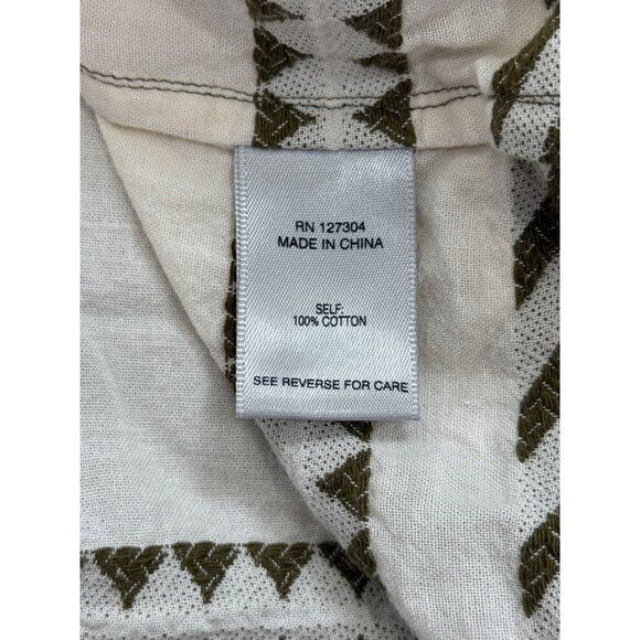 John Mark Womens Top Bohemian Geometric Tiered Tunic Cream & Olive Size M - Picture 7 of 8